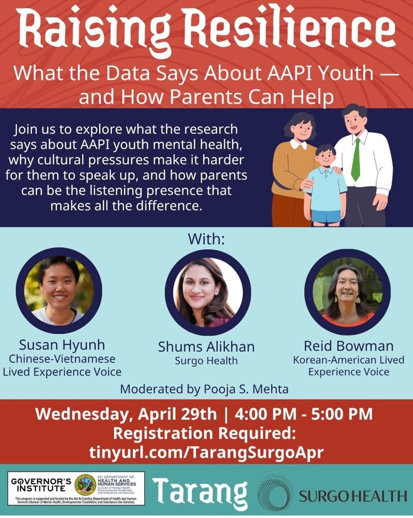 Mark Your Calendars for April 29th: Tarang’s “Raising Resilience”